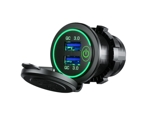 36W QC 3.0 Touch Switch Waterproof Universal Motorcycle Car Truck Boat Dual USB Charger Socket For Phone Tablet Camera GPS DVR - Electrifick Wants
