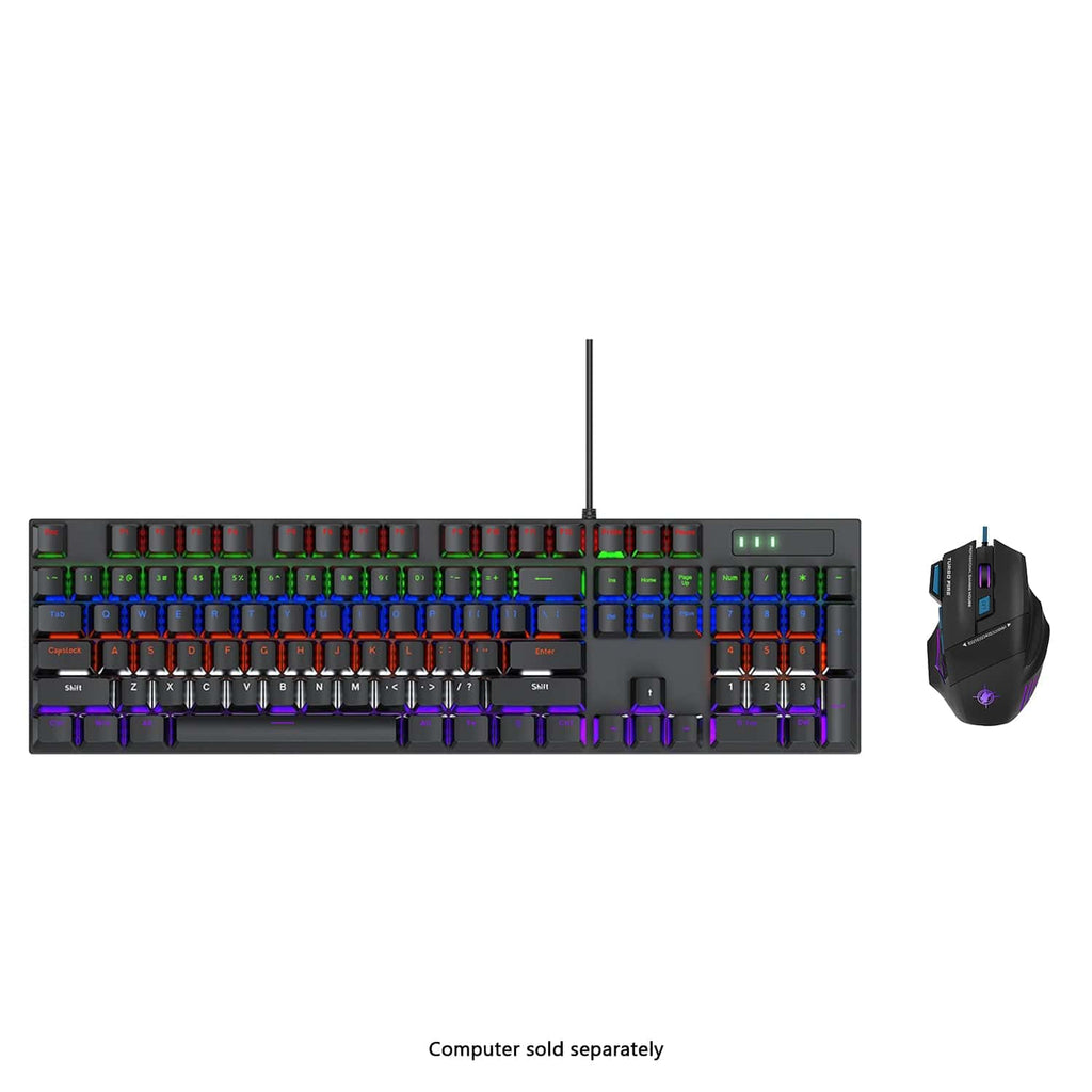 Teclado y ratón combo para juegos con cable - 104 teclas, retroiluminación RGB anti-ghosting