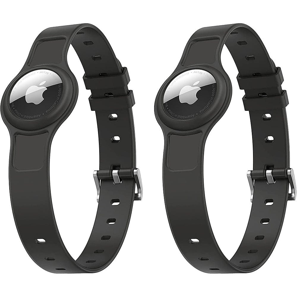 Collar de silicona negro ajustable para perros de tamaño pequeño a mediano (paquete de 2) - Apple AirTag
