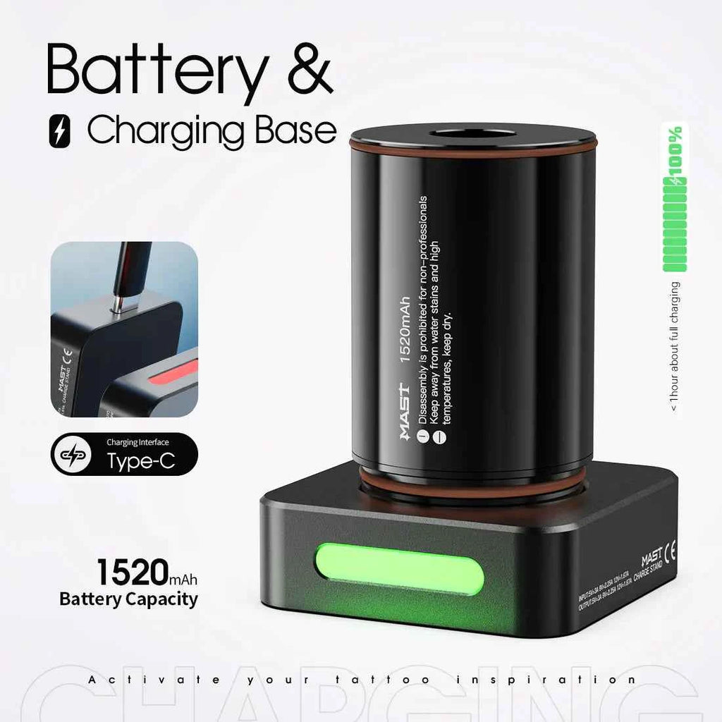 Original Battery&Charging Base for MAST Racer Pro Wireless Tattoo Pen Machine