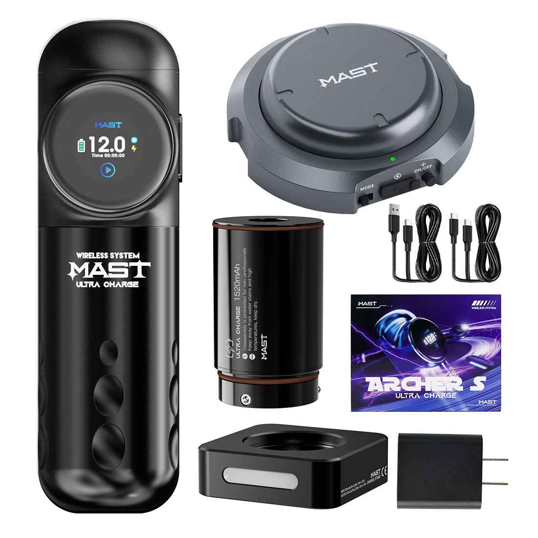 Tattoo Kit | Dragonhawk Archer S Machine Pen Wireless Professional Bundle with Bluetooth Pedal