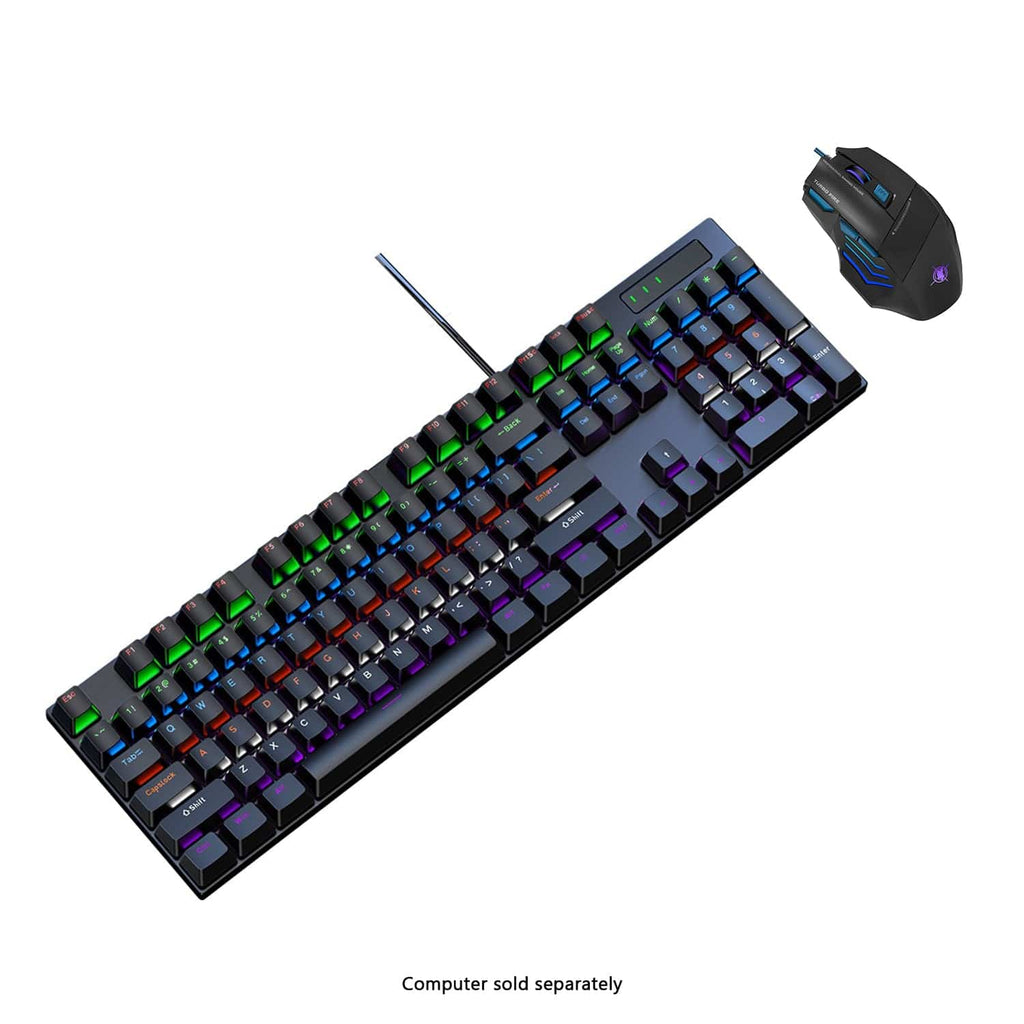 Teclado y ratón combo para juegos con cable - 104 teclas, retroiluminación RGB anti-ghosting