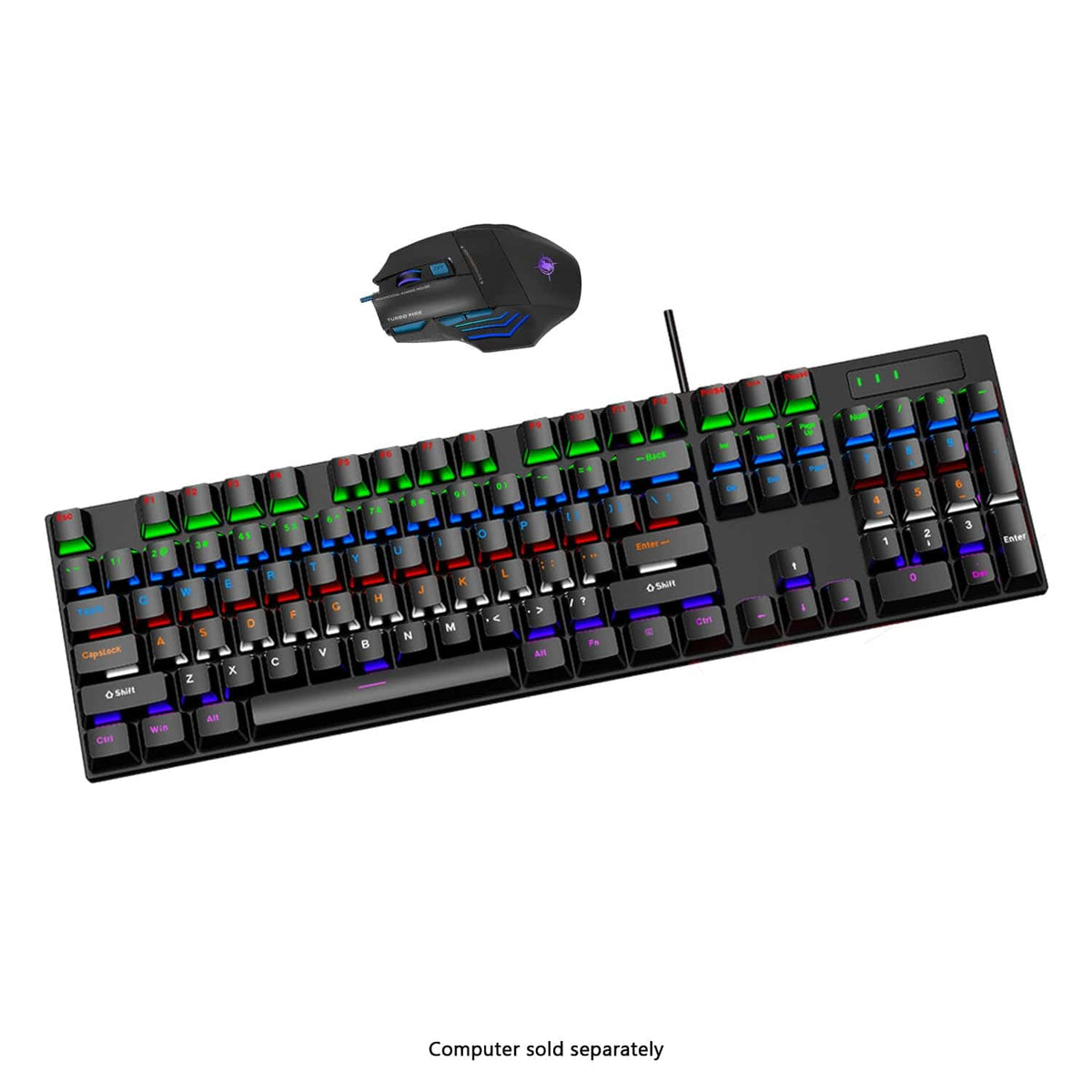 Teclado y ratón combo para juegos con cable - 104 teclas, retroiluminación RGB anti-ghosting