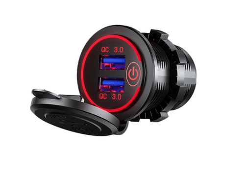 36W QC 3.0 Touch Switch Waterproof Universal Motorcycle Car Truck Boat Dual USB Charger Socket For Phone Tablet Camera GPS DVR - Electrifick Wants