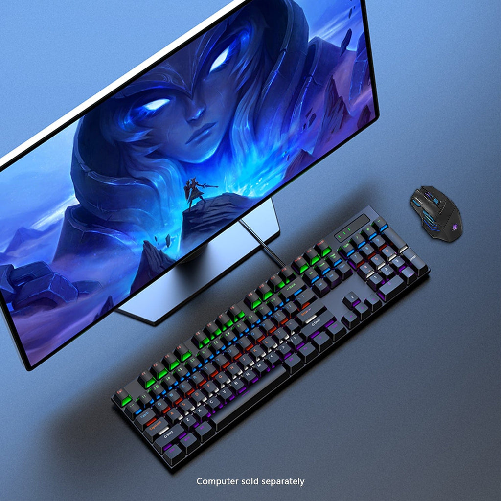 Teclado y ratón combo para juegos con cable - 104 teclas, retroiluminación RGB anti-ghosting