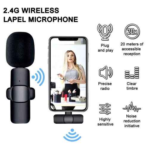 Lavalier Microphone Wireless Audio Video Recording Mini Mic For