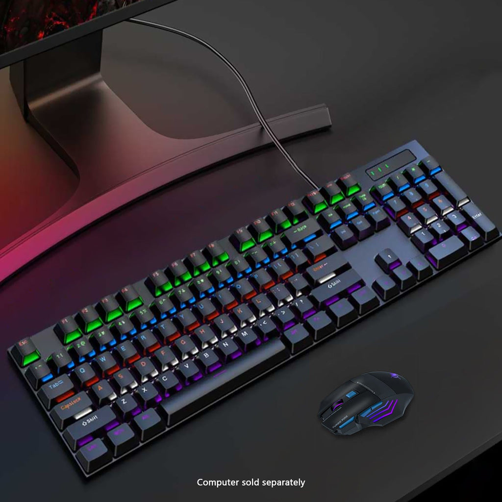 Teclado y ratón combo para juegos con cable - 104 teclas, retroiluminación RGB anti-ghosting