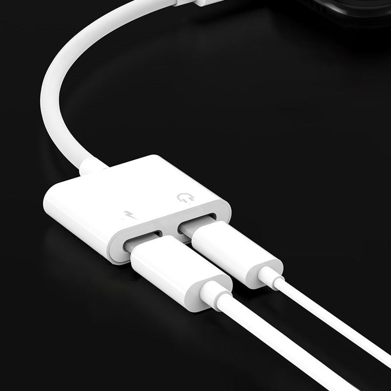iPhone X 8用デュアルヘッドホンオーディオアダプター充電器ケーブル Lightning変換アダプター iPhone 10充電スプリッター用