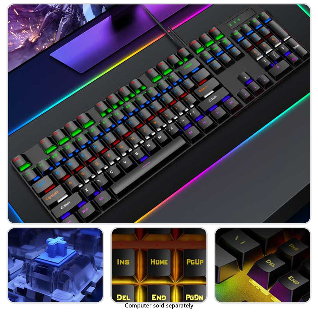 Teclado y ratón combo para juegos con cable - 104 teclas, retroiluminación RGB anti-ghosting