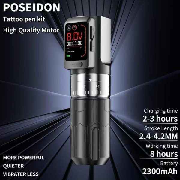 POSEIDON-S-LUXE DUAL POWER TATTOO PEN SET – WIRELESS FREEDOM MEETS WIRED PRECISION