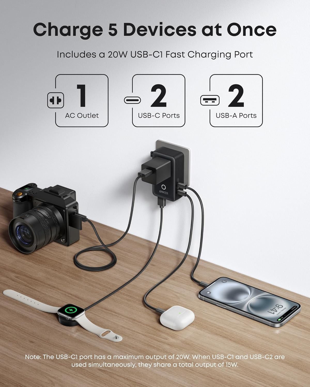 Anker Batería Externa para Portátil (25K, 165W, Cables Integrados y Retráctiles)