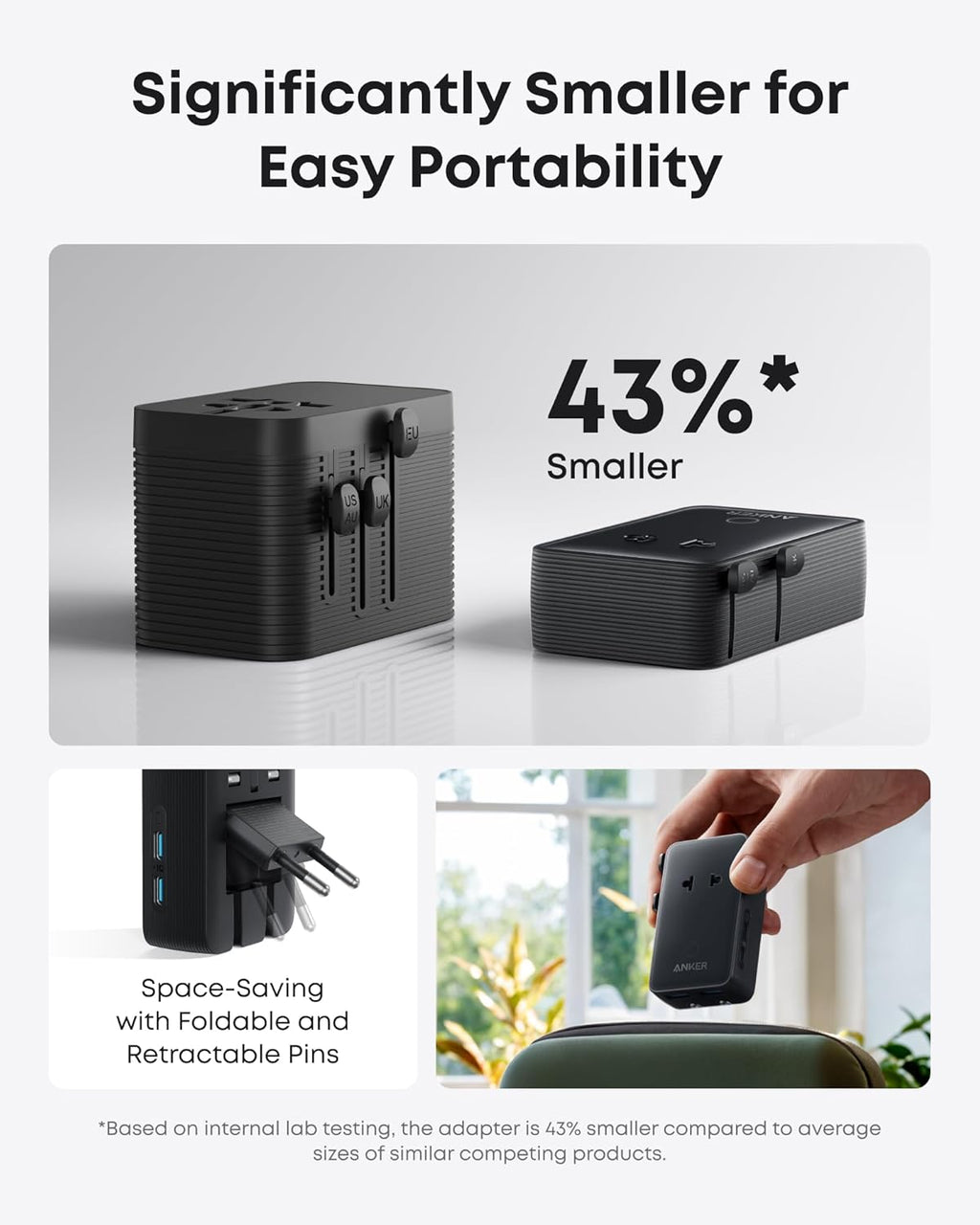 Anker Batería Externa para Portátil (25K, 165W, Cables Integrados y Retráctiles)