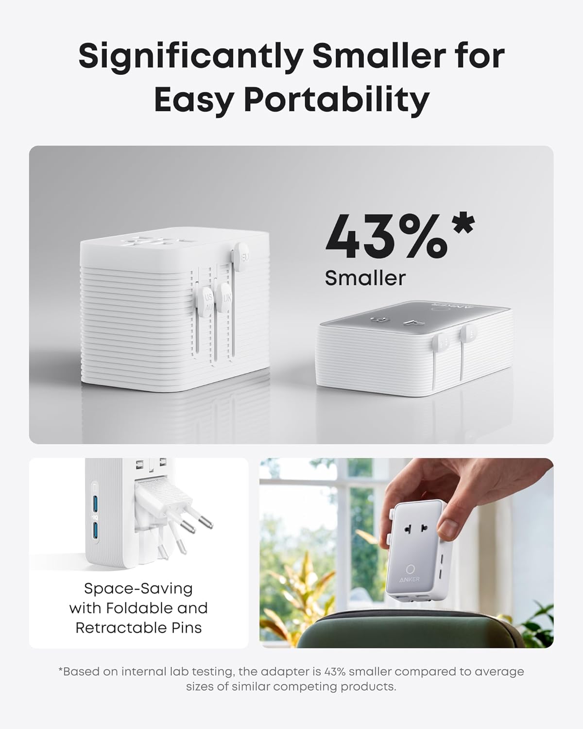 Anker Batería Externa para Portátil (25K, 165W, Cables Integrados y Retráctiles)