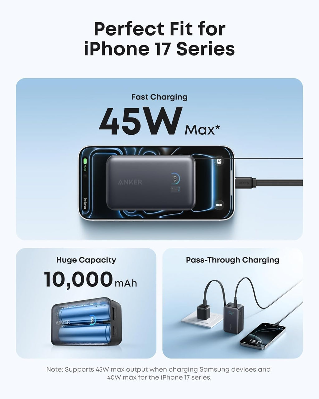 Batería externa Anker Nano (10K, 45W, cable USB-C retráctil integrado)