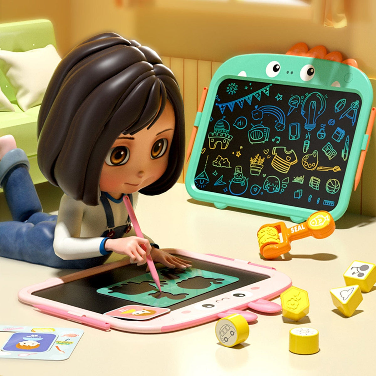Tableta LCD de escritura para niños 13.5" - Pantalla a color, Borrado con un clic