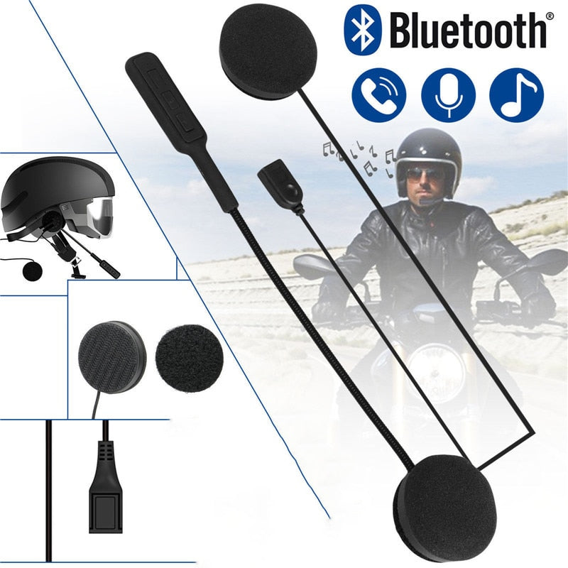 MH01 Auriculares inalámbricos Bluetooth para casco de motocicleta, altavoz estéreo dual, manos libres para MP3, MP4, teléfono