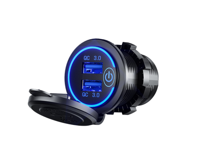 36W QC 3.0 Touch Switch Waterproof Universal Motorcycle Car Truck Boat Dual USB Charger Socket For Phone Tablet Camera GPS DVR - Electrifick Wants