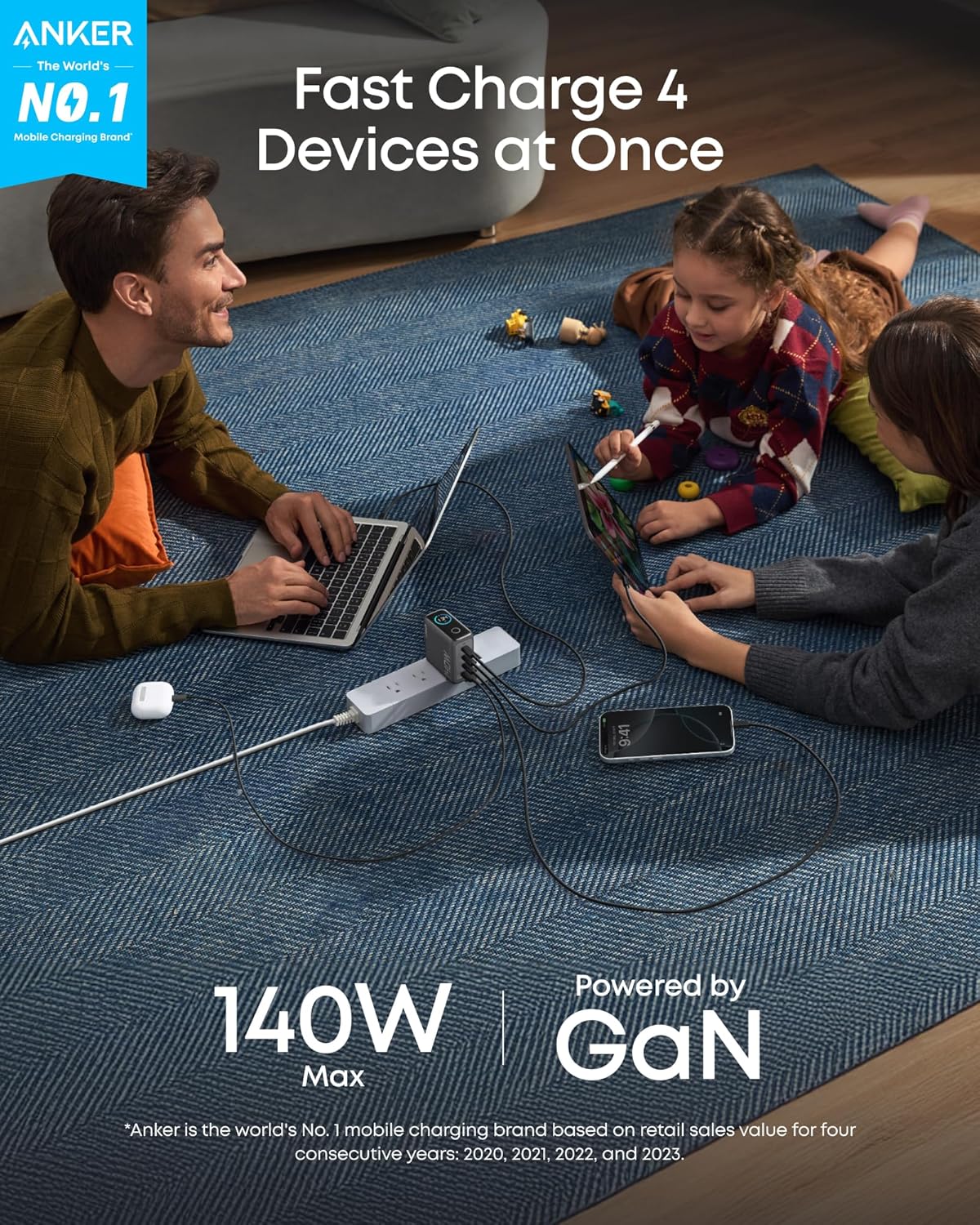 Anker Batería Externa para Portátil (25K, 165W, Cables Integrados y Retráctiles)