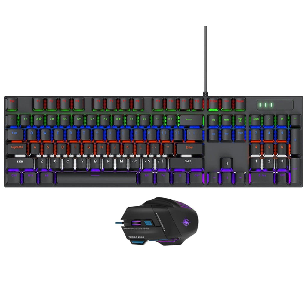Teclado y ratón combo para juegos con cable - 104 teclas, retroiluminación RGB anti-ghosting