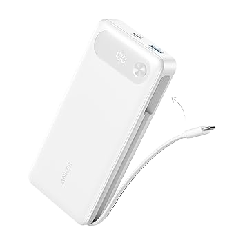 Batería externa Anker (20 000 mAh, 87 W, cable USB-C integrado)