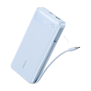 Batería externa Anker (20 000 mAh, 87 W, cable USB-C integrado)