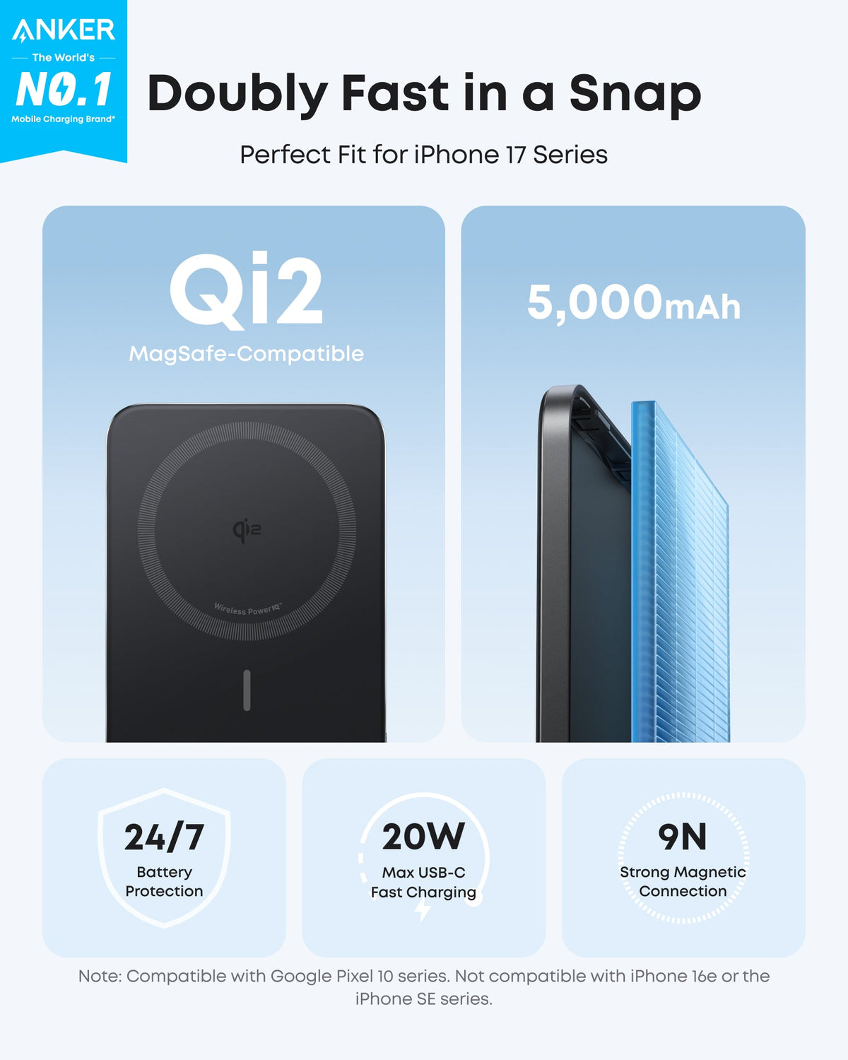 Anker Nano Power Bank (5K, MagGo, Delgado)