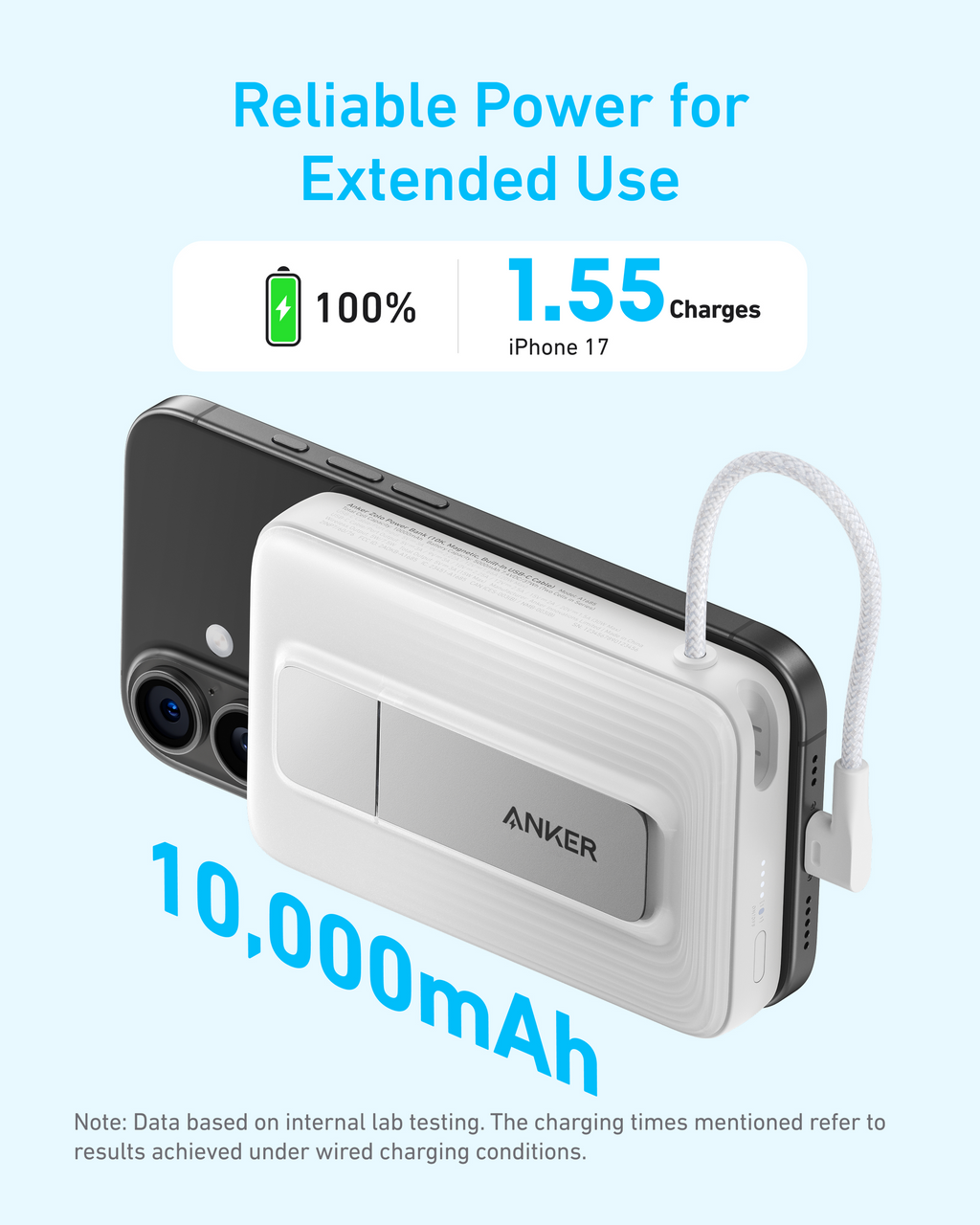 Anker Zolo Power Bank Magnético (10K, 30W, Cable USB-C Incorporado)
