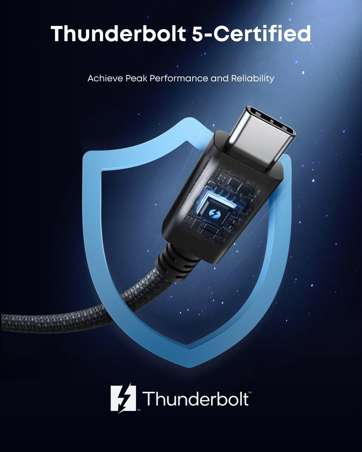 Anker Prime Thunderbolt 5 ケーブル (0.9 m / 0.5 m, 80Gbps, 240W)