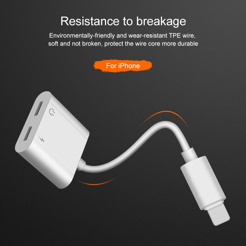 iPhone X 8用デュアルヘッドホンオーディオアダプター充電器ケーブル Lightning変換アダプター iPhone 10充電スプリッター用