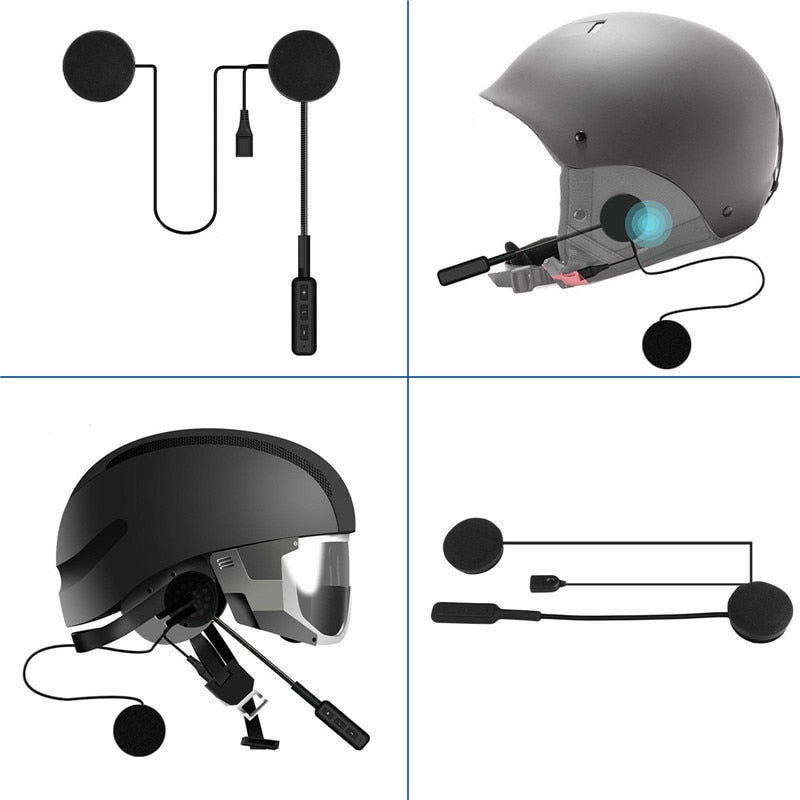 MH01 Auriculares inalámbricos Bluetooth para casco de motocicleta, altavoz estéreo dual, manos libres para MP3, MP4, teléfono