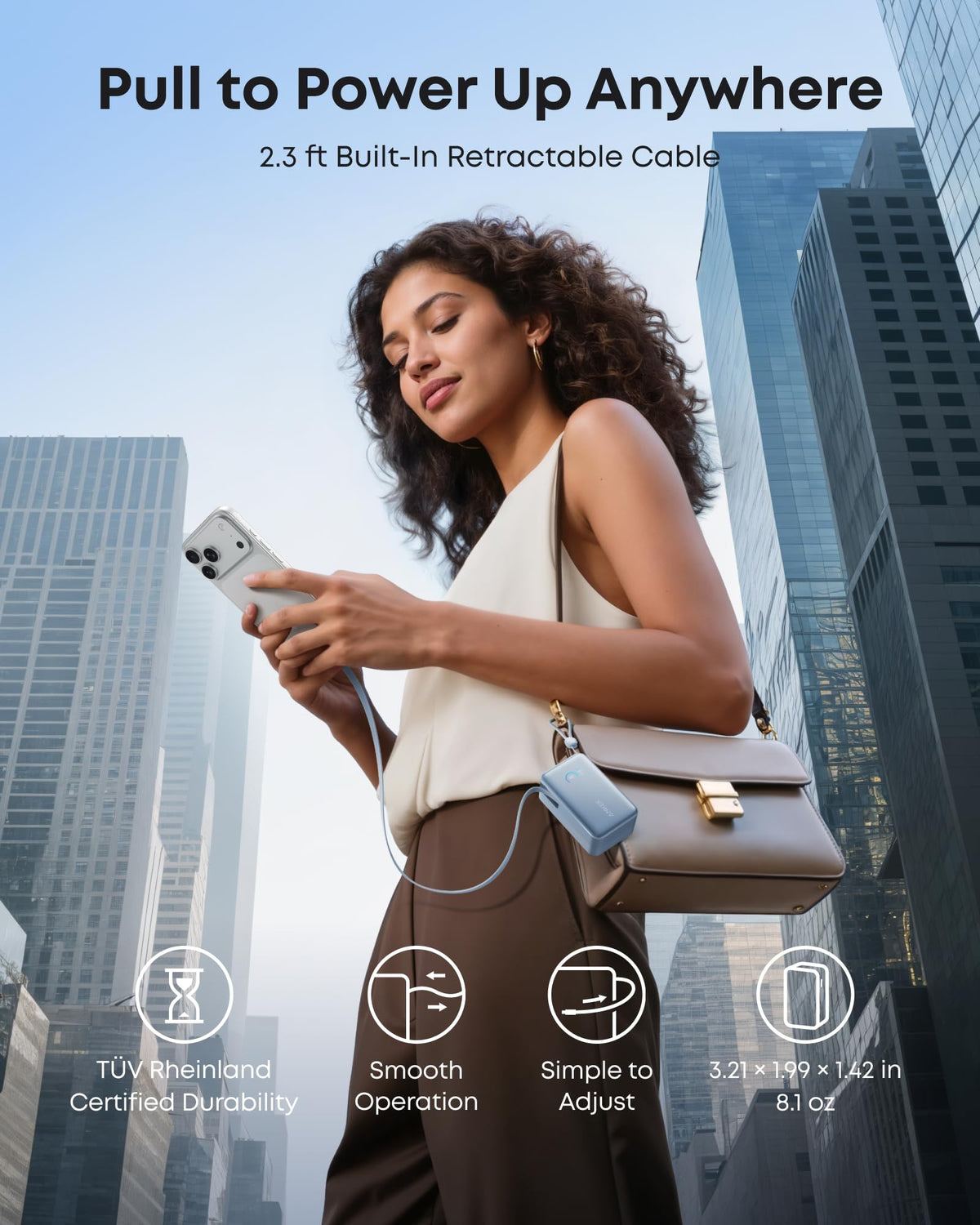 Batería externa Anker Nano (10K, 45W, cable USB-C retráctil integrado)