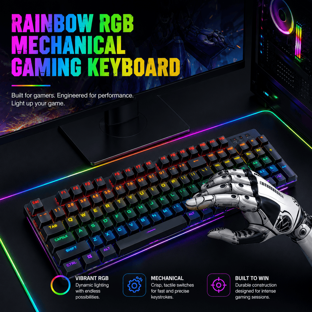 Teclado y ratón combo para juegos con cable - 104 teclas, retroiluminación RGB anti-ghosting