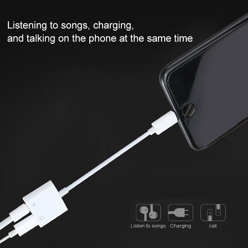 iPhone X 8用デュアルヘッドホンオーディオアダプター充電器ケーブル Lightning変換アダプター iPhone 10充電スプリッター用