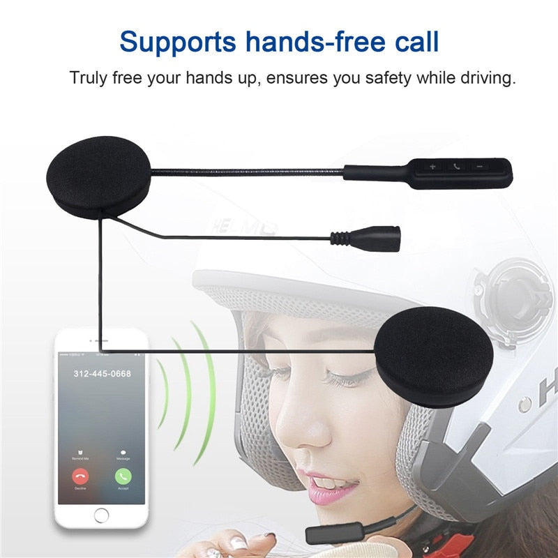 MH01 Auriculares inalámbricos Bluetooth para casco de motocicleta, altavoz estéreo dual, manos libres para MP3, MP4, teléfono