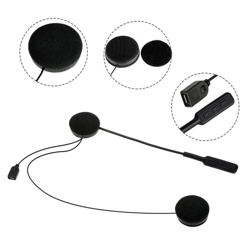 MH01 Auriculares inalámbricos Bluetooth para casco de motocicleta, altavoz estéreo dual, manos libres para MP3, MP4, teléfono