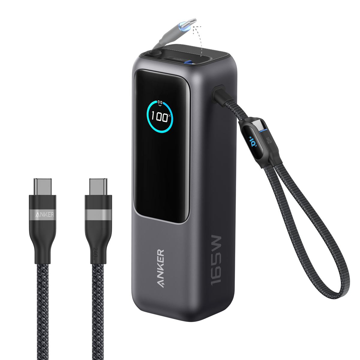 Anker Batería Externa para Portátil (25K, 165W, Cables Integrados y Retráctiles)