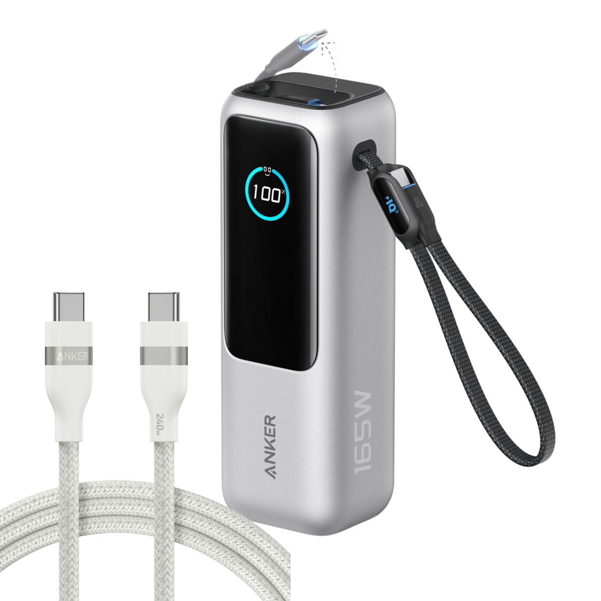 Anker Batería Externa para Portátil (25K, 165W, Cables Integrados y Retráctiles)