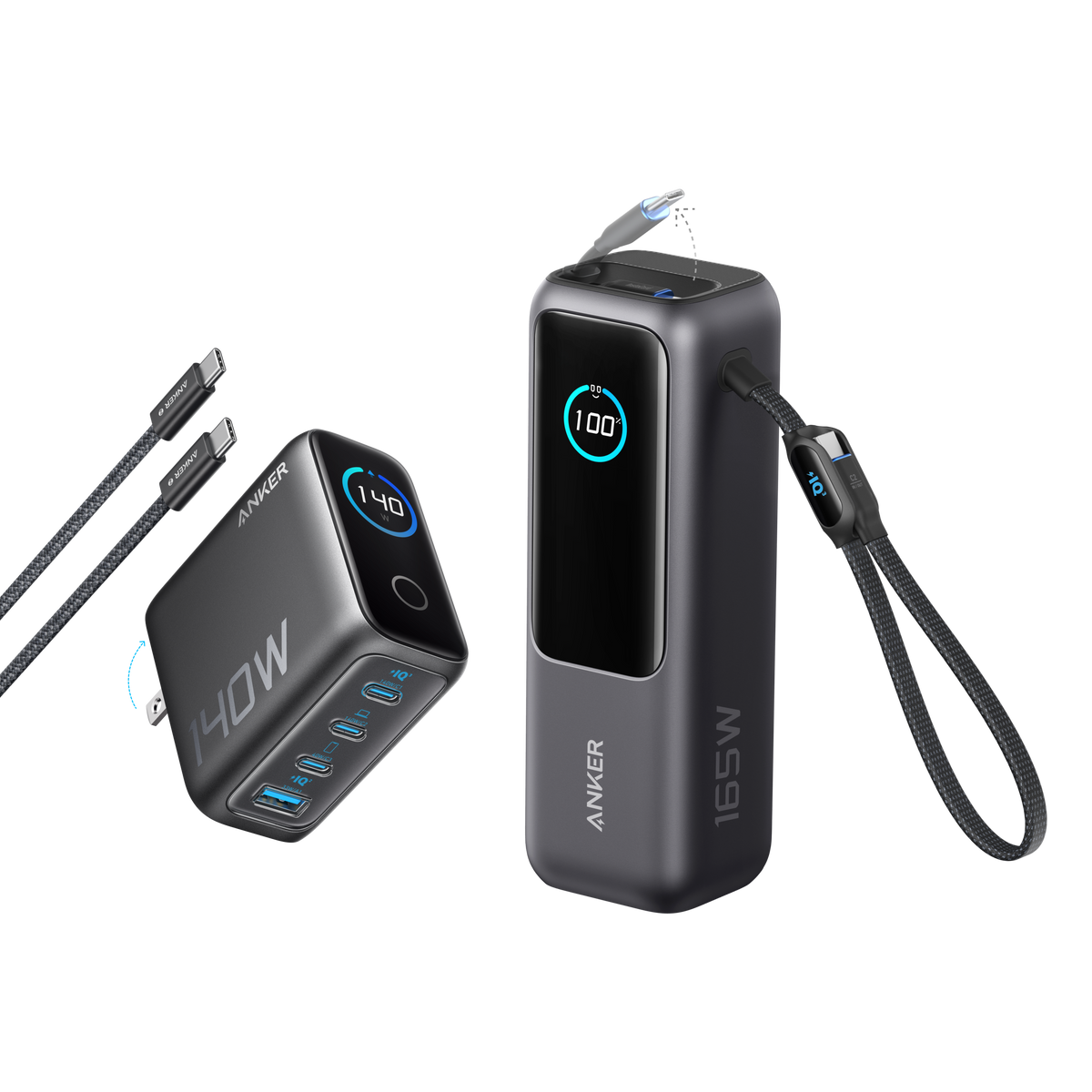Anker Batería Externa para Portátil (25K, 165W, Cables Integrados y Retráctiles)