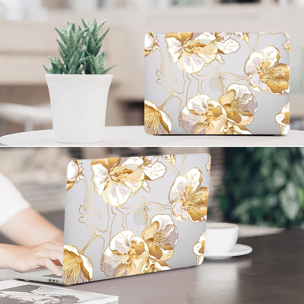 MacBook Pro 14-inch (M1–M5, M5 Pro/M5 Max) Gold Botanical Case - Clear Finish | Venture Series