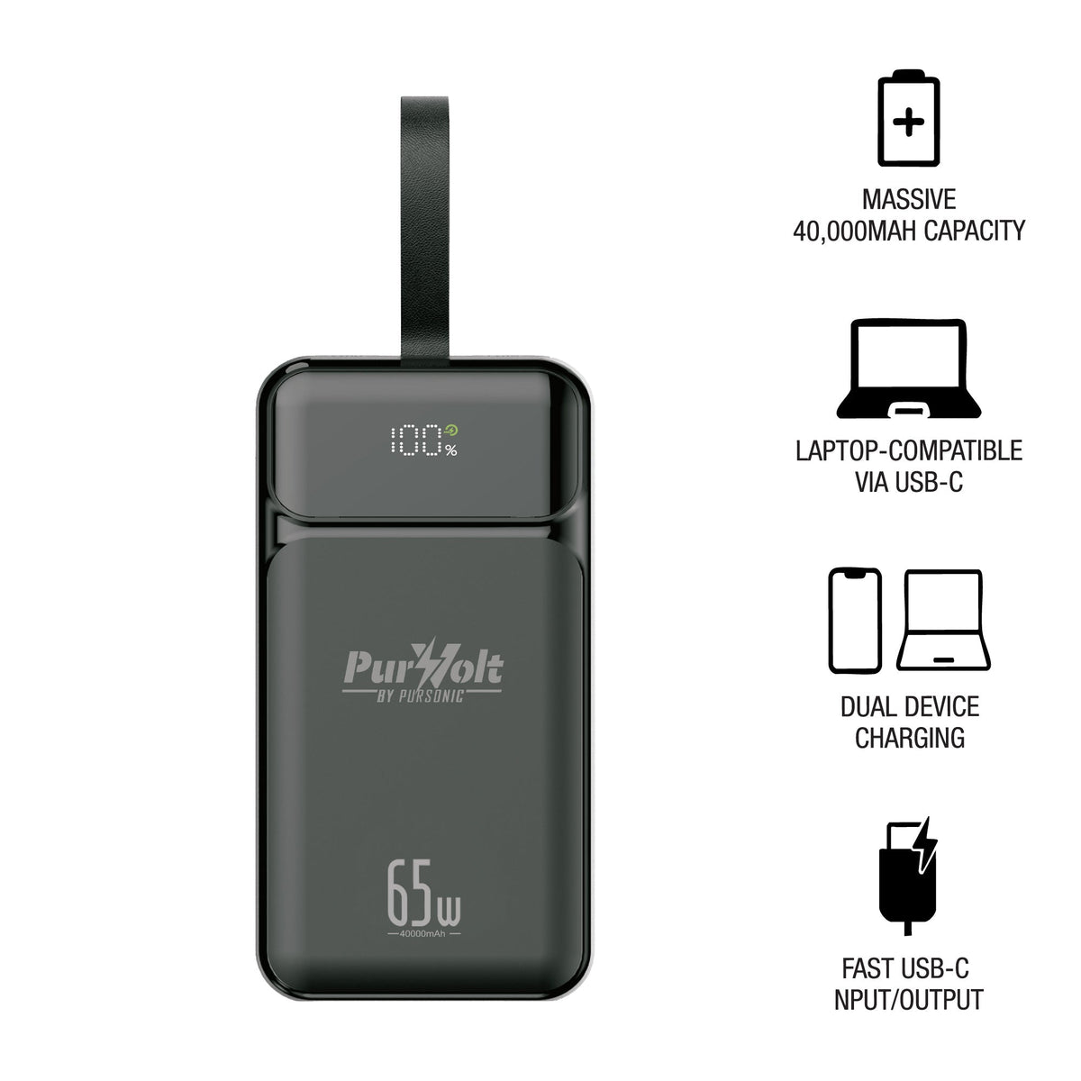 PurVolt 40,000mAh Ultra High-Capacity Power Bank – Powering Laptops, Phones & Beyond - Electrifick Wants