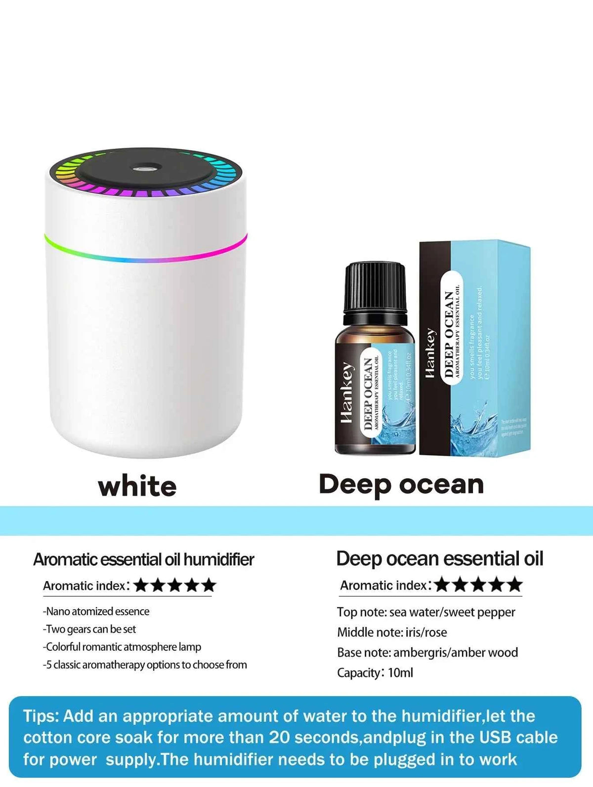 180ml Aromatherapy Diffuser Humidifier with LED Light