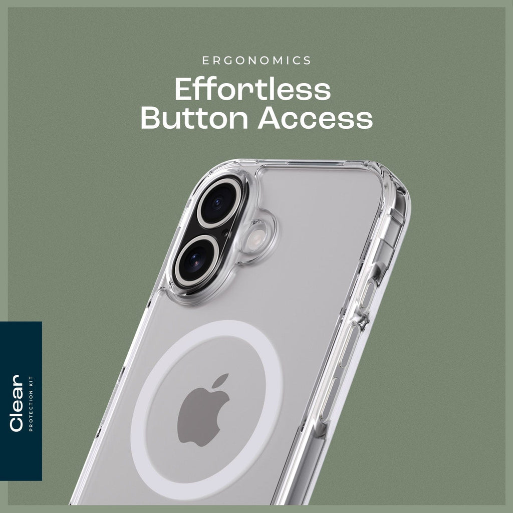 Kit de funda transparente y protector de pantalla para iPhone 16 - Protección resistente, MagSafe | Serie Clásica