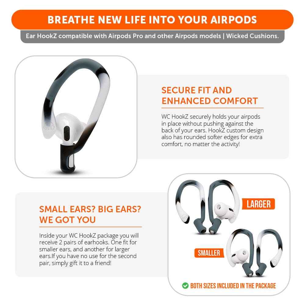 WC HookZ - Over Ear Hooks for Airpods Pro 1, 2 & Airpods 1, 2, 3