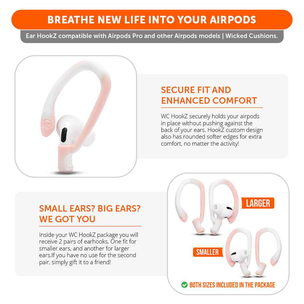 WC HookZ - Over Ear Hooks for Airpods Pro 1, 2 & Airpods 1, 2, 3