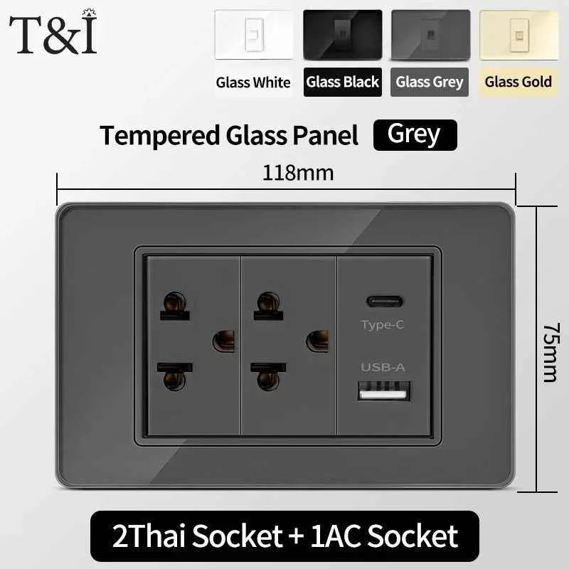 118 Series Wall Socket with Dual USB Type-C Ports – 110V
