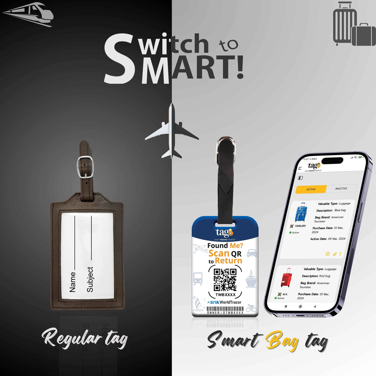 Smart Bag Security Tag Sweden Flag Pack 2