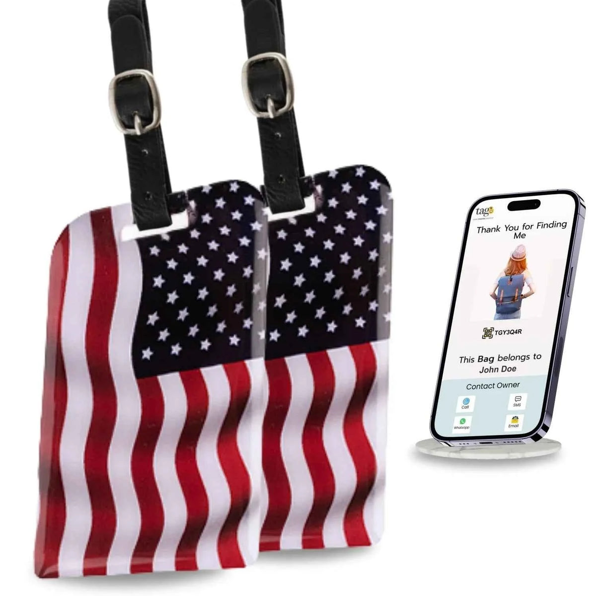 Smart Bag Security Tag USA Flag Pack 2