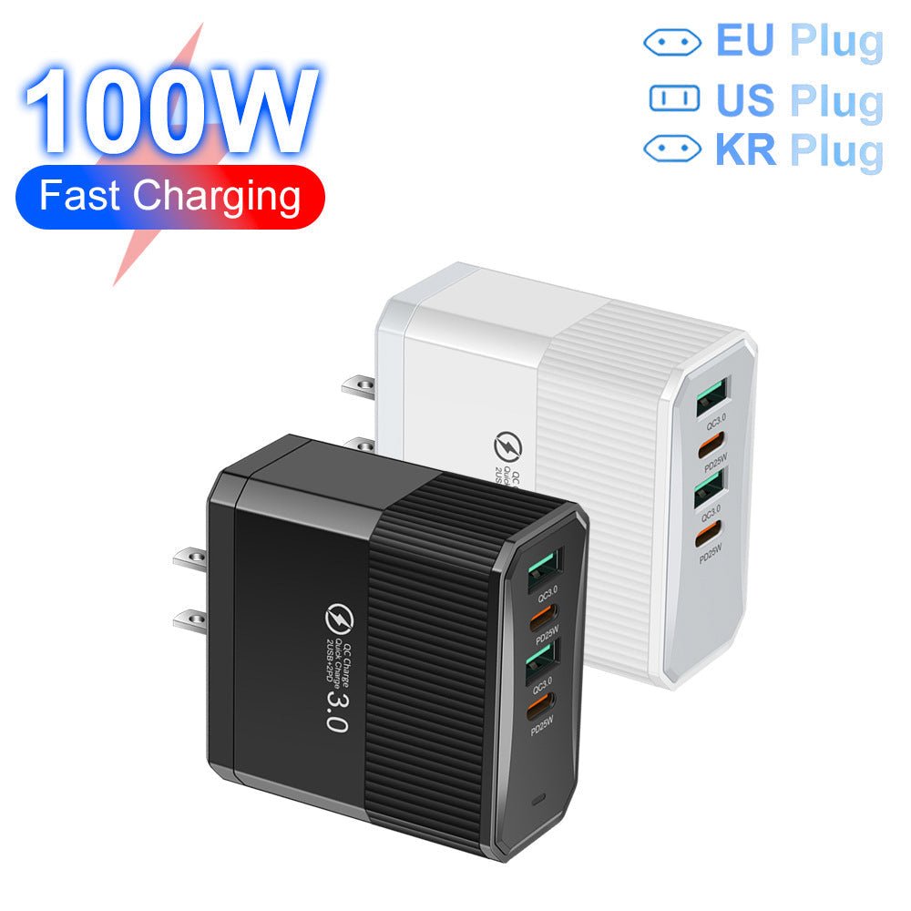 4-in-1 2USB+2PD mobile charger, tablet plug, super fast charging multi port plug - Electrifick Wants