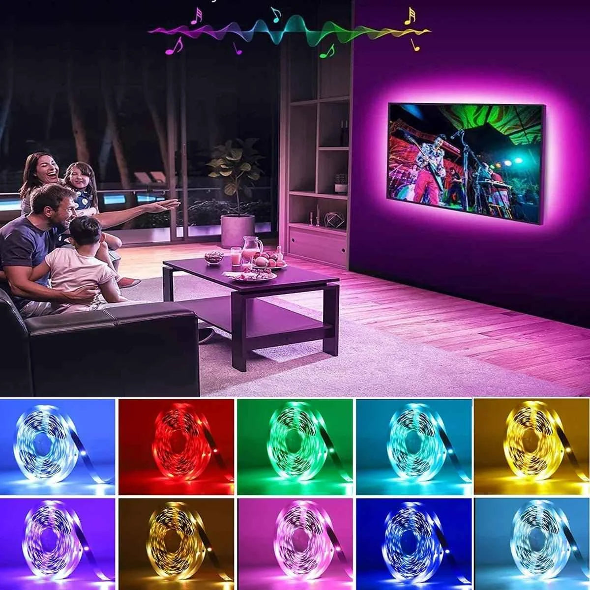 RGB LED Strip Light with Bluetooth App Control – 5V USB Flexible LED