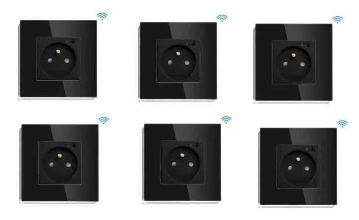 BSEED WiFi Smart Wall Socket France Standard with Crystal Glass Panel